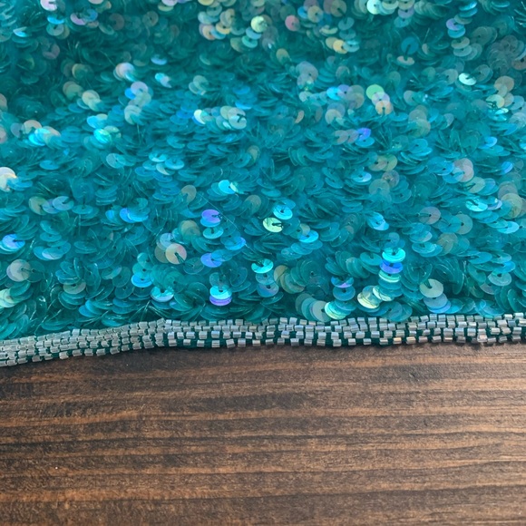 Vintage Nipon Night Teal Sequin Dress with purse - Picture 5 of 8